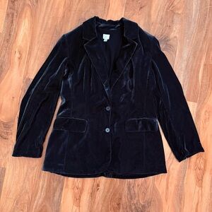 A New Day Women's Dark Green Velvet Blazer Jacket